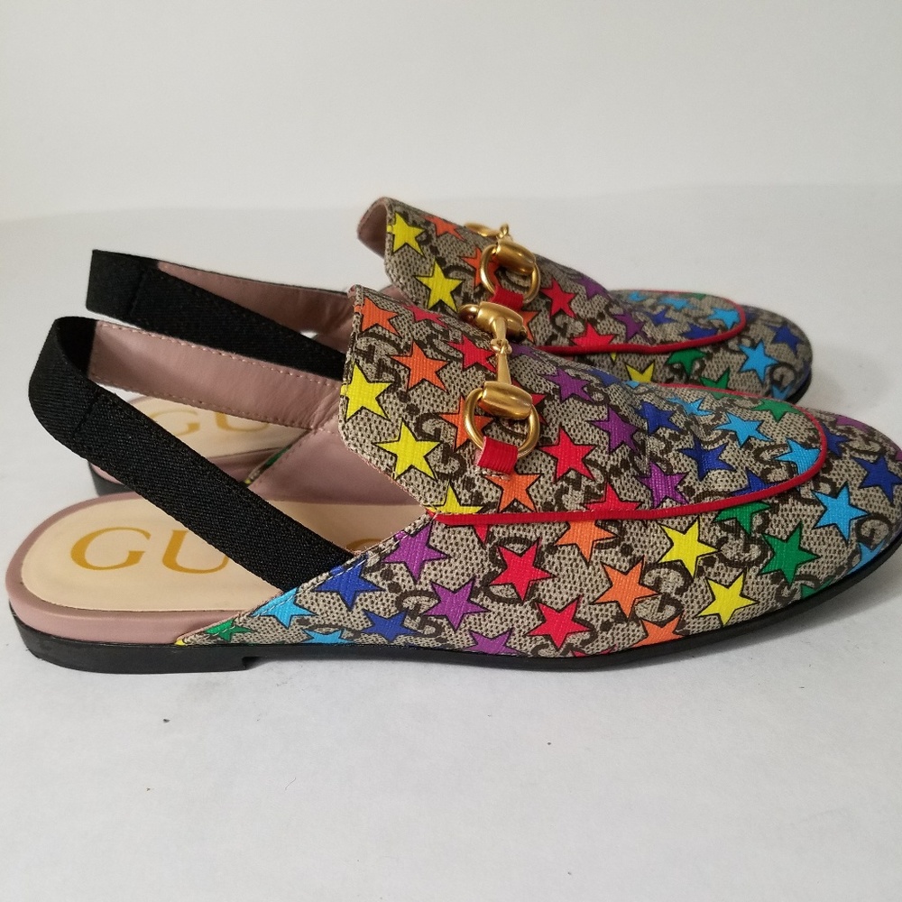 (Kids) Gucci princetown gg rainbow star slippers - Picture 4 of 8